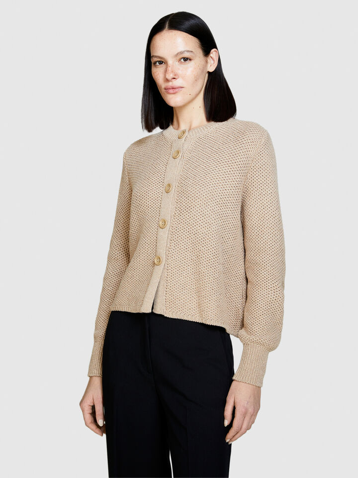 Cardigan with buttons - women's cardigans - Beige | Sisley image number 4
